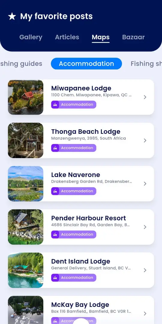 Accommodation by the water