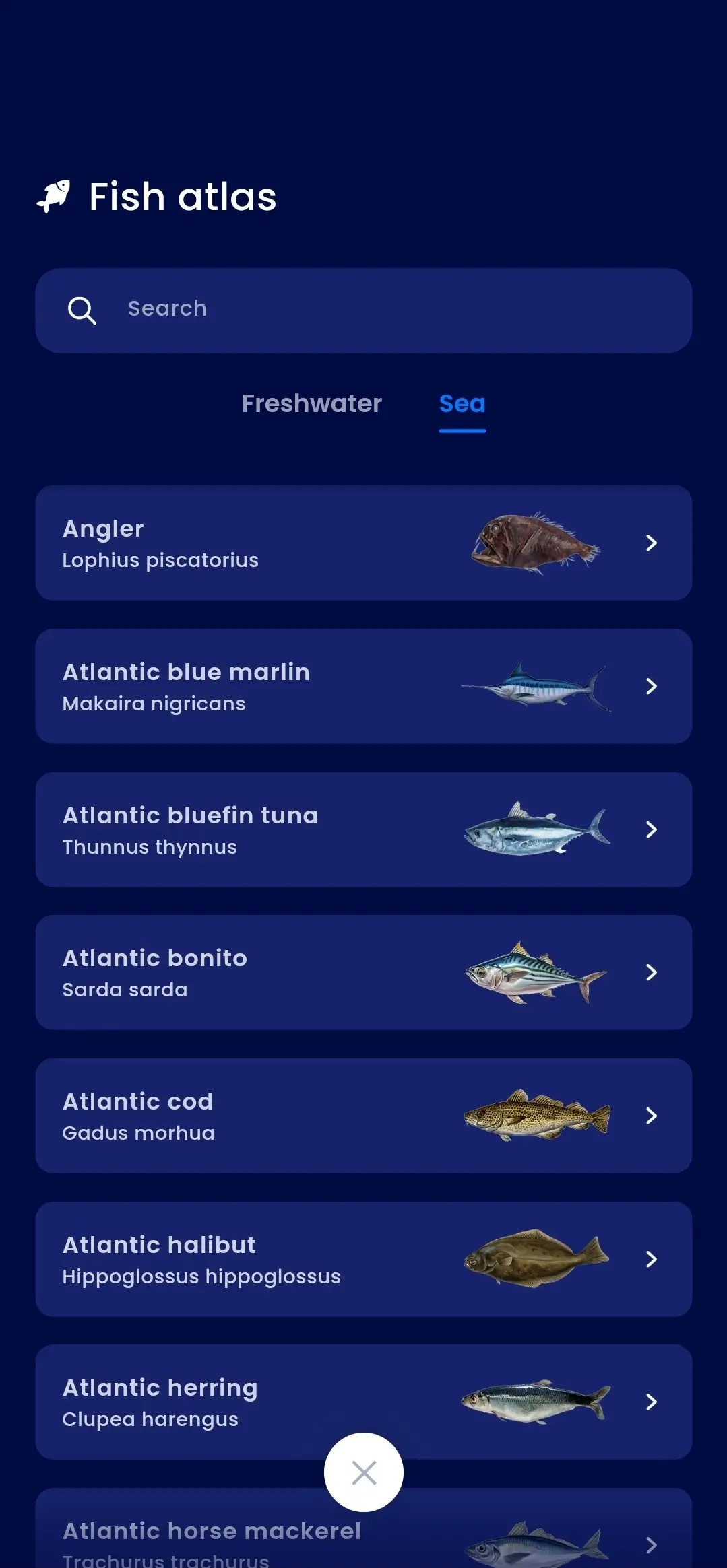 Fish atlas in app